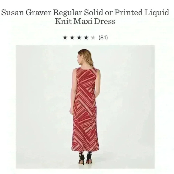 Susan Graver Regular Solid or Printed Liquid Knit Maxi Dress Size L A374129 - Picture 8 of 9